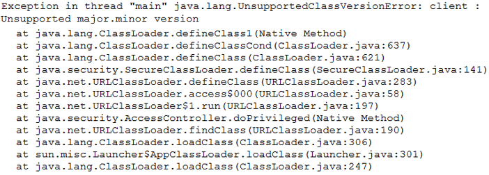 what is java.lang.UnsupportedClassVersionError: Unsupported major.minor version