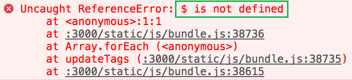 What is jquery Uncaught ReferenceError: $ is not defined