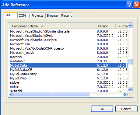 use mysql data in visual studio for mac