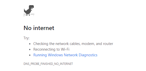 cannot access the internet