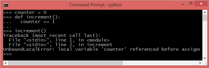 Python error local variable referenced before assignment