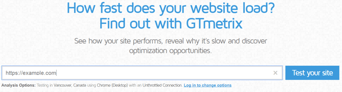 GTMetrix performance report