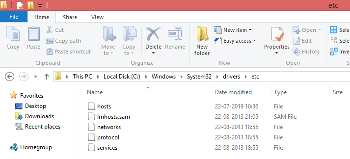 Hosts file in Windows