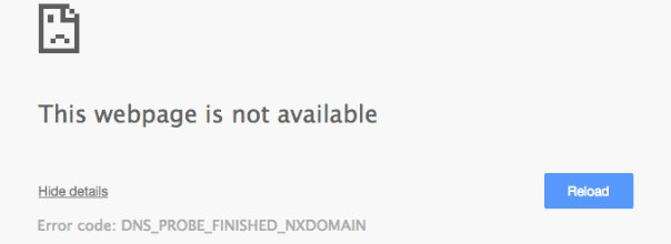 DNS_PROBE_FINISHED_NXDOMAIN