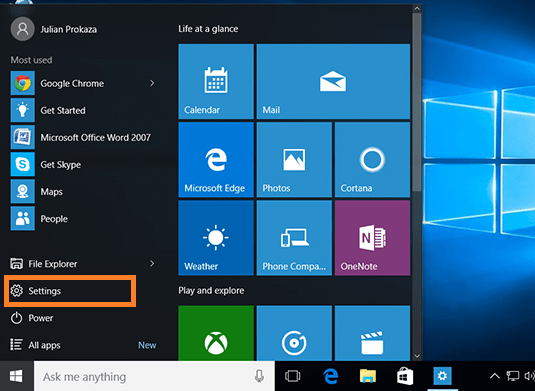 windows 10 settings