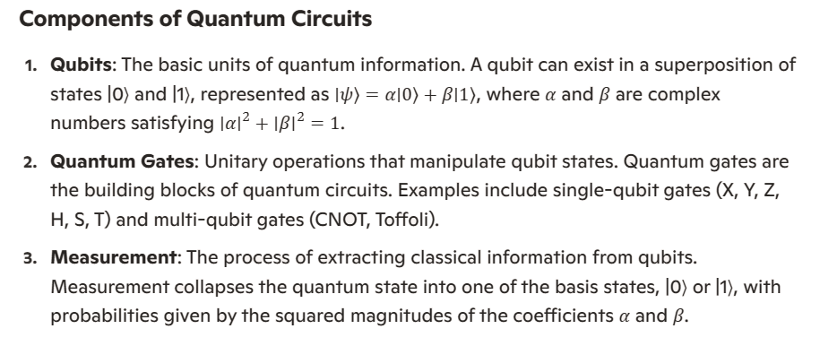 Components of Quantum Circuits